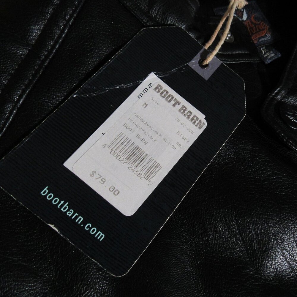 NWT Brad Paisley Moonshine Spirit Black Faux Leather Vest Boot Barn Men’s M - Picture 5 of 8